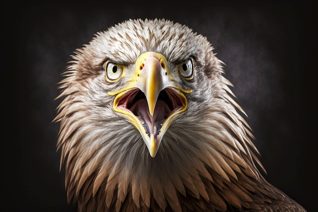 Portrait of eagle closeup shouts directly into the camera generative ai illustration