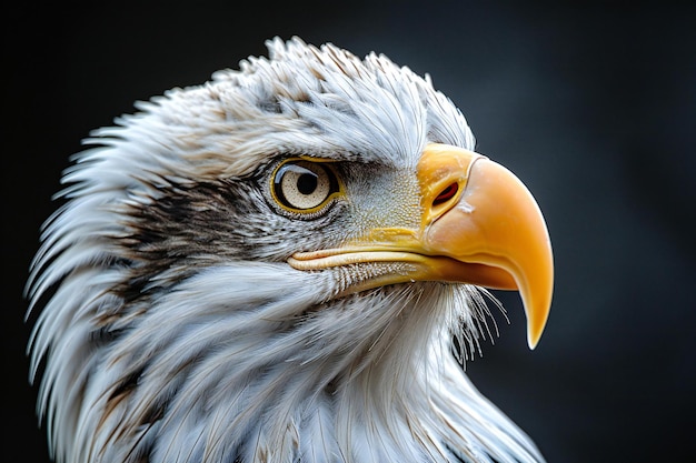 A portrait of an eagle is put on black background