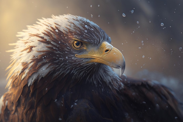 portrait of an eagle in snow season