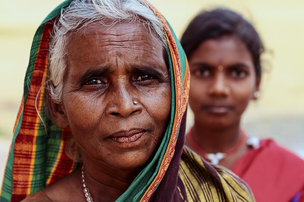 Portrait of an elderly beautiful Asian woman. India