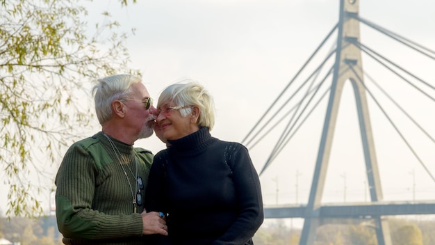 Portrait of an elderly grayhaired couple