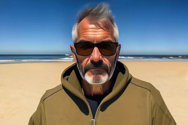 Portrait of an elderly mature man on the background generate ai