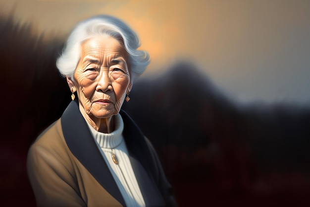 Portrait of an elderly mature woman on the background generate ai