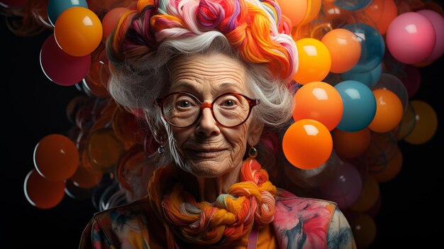 Portrait of elderly woman Generative Ai