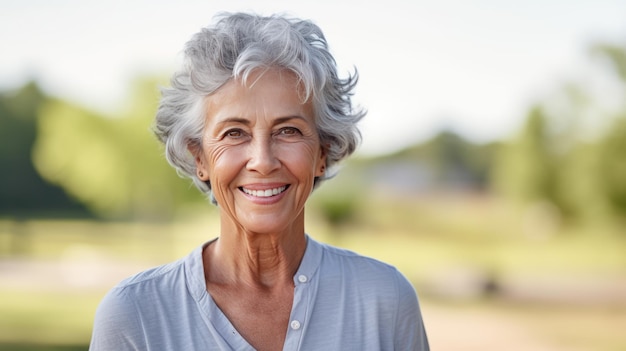 Portrait of an elderly woman smiling at the camera