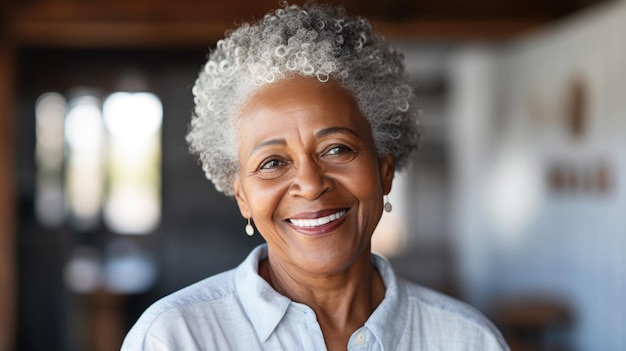 Portrait of an elderly woman smiling at the camera