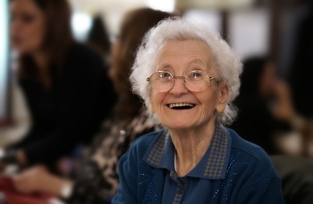 Portrait of an elderly woman smiling