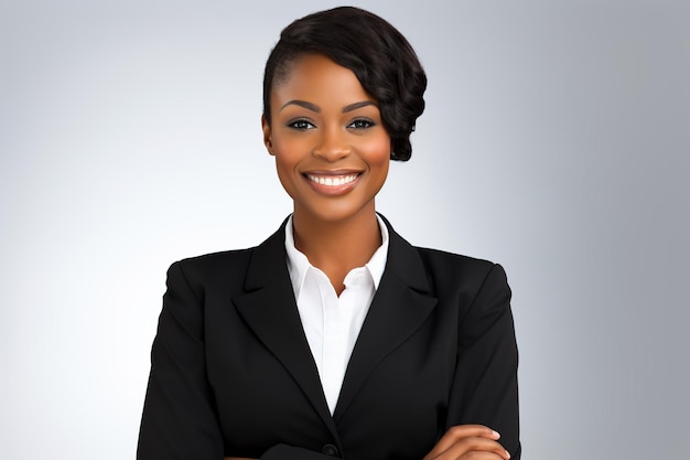 portrait of a a elegant black woman in a business suit