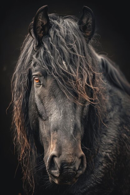 Photo portrait of an elegant percheron horse