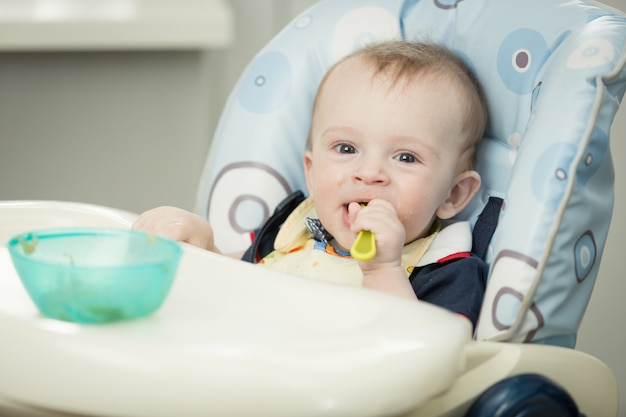 Portrait of energetic cute toddler