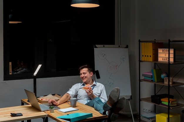 Portrait of entrepreneur enjoying work from home