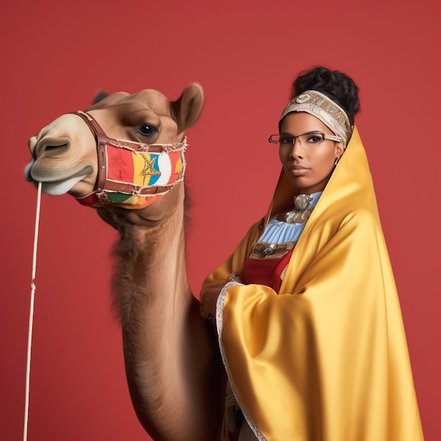 portrait of an Eritrean woman entrepreneur with Dromedary