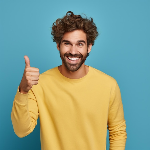 Portrait of excited happy handsome caucasian man