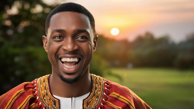 Portrait of an excited satisfied african man