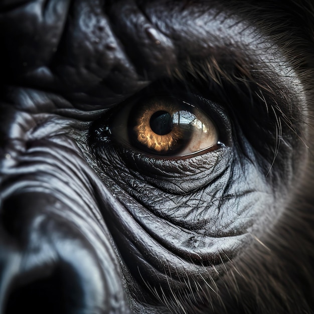 Portrait of an eye gorilla closeup