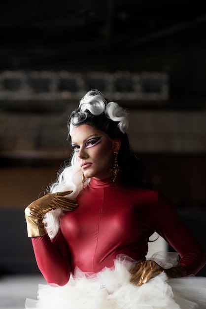 Portrait of fabulous drag queen posing