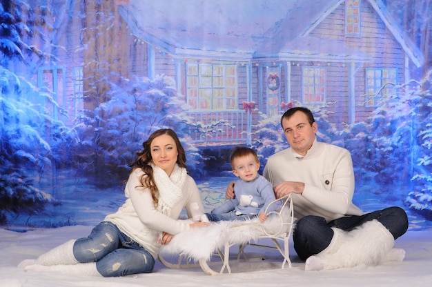 Portrait of a family celebrating christmas together