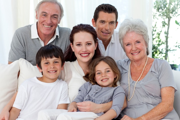 Portrait of family on sofa