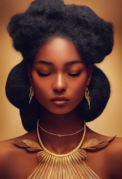 Portrait of a fantasy ebony girl Fashionable painted woman