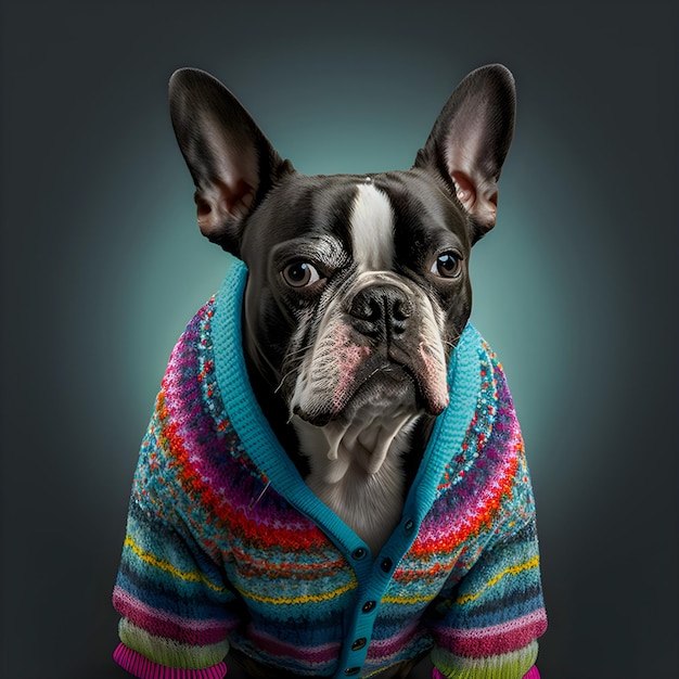 Portrait of a fashion dog illustartion trendy and funny art