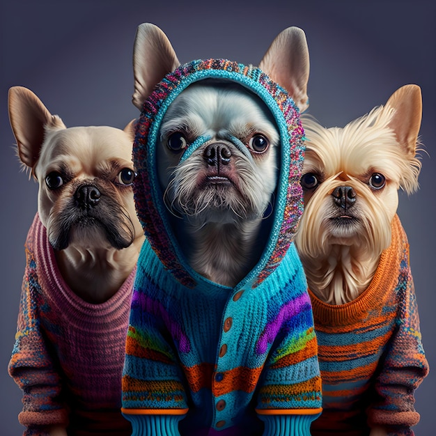 Portrait of a fashion dog illustartion trendy and funny art