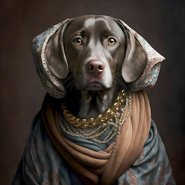 Portrait of a fashion dog illustartion trendy and funny artxA