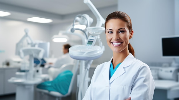 Photo portrait of female dentist in clinic