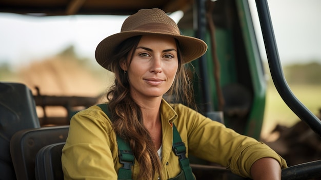 Portrait of a female farmer resting after a day's work