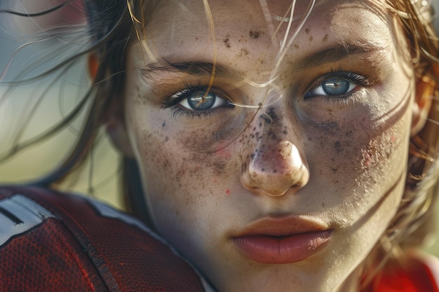 Portrait of a Female High School Flag Football Player on the Field