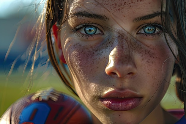 Portrait of a Female High School Flag Football Player on the Field