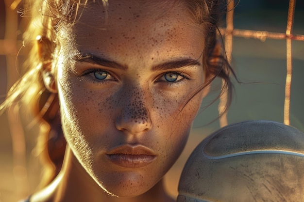 Portrait of a Female Volleyball Player in Action