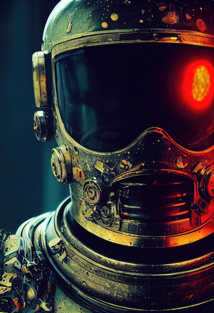 Portrait of an fictional steampunk astronaut in a spacesuit