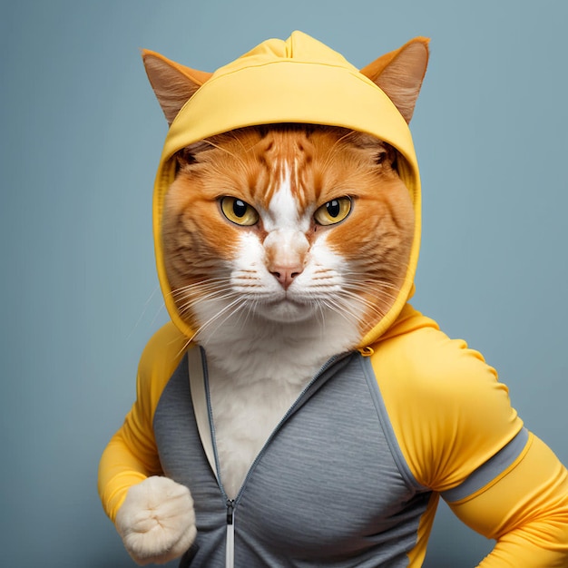 Portrait of a fitness athlete cat wearing sportswear By Generative AI