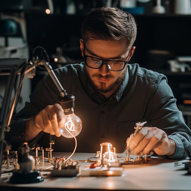 A portrait of a foreman engineer or architecture working on a laptop with tools and machine on the table in the office for engineering architect business safety and technology concept