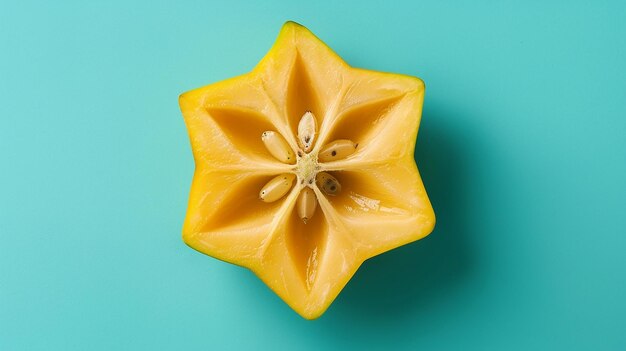 Photo portrait of fresh organic starfruit slice closeup