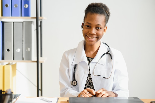 Portrait of a friendly black female doctor