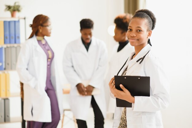 Portrait of a friendly black female doctor