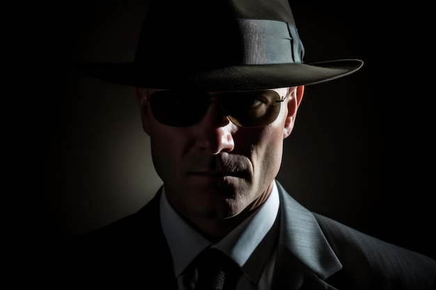 Portrait of a gangster in dark glasses