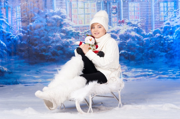 Portrait of a girl celebrating christmas