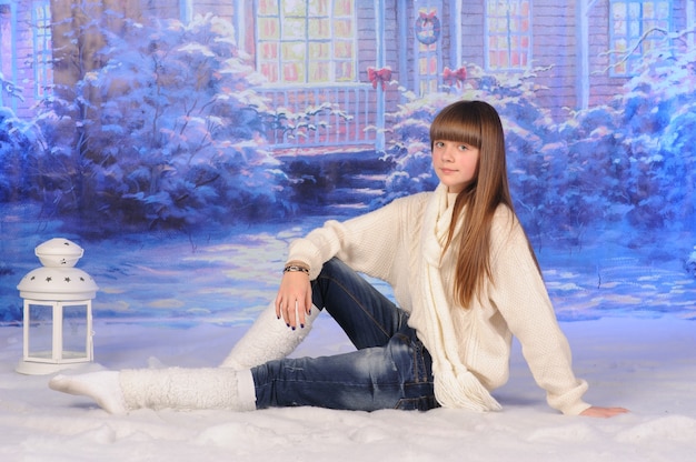 Portrait of a girl celebrating christmas