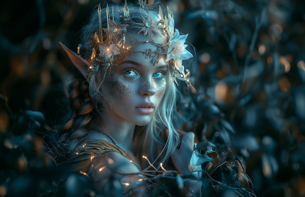 Portrait of a girl in the image of a forest elf