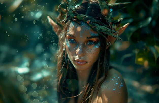 Portrait of a girl in the image of a forest elf