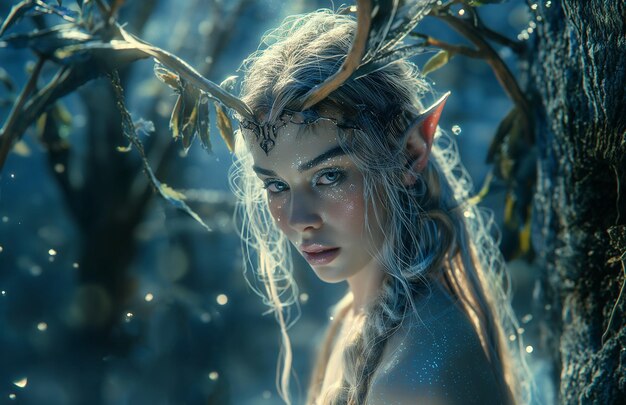 Photo portrait of a girl in the image of a forest elf