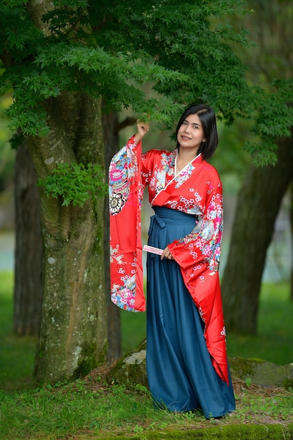 Portrait of girl in Japanese style costume