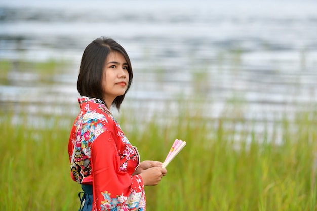 Portrait of girl in Japanese style costume