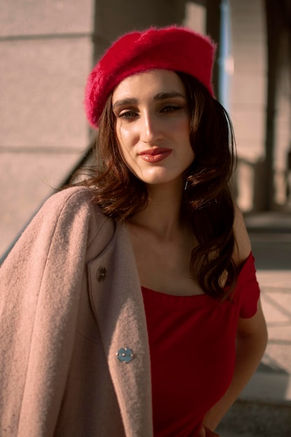 Portrait of a girl in a red beret.