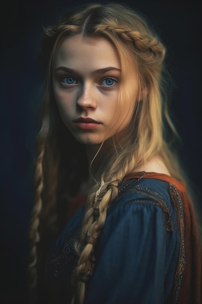 A portrait of a girl with blue eyes