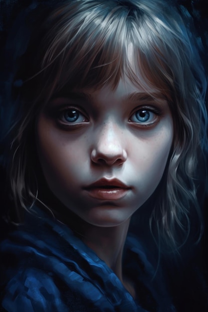 A portrait of a girl with blue eyes