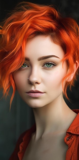 Portrait of a girl with bright orange hair