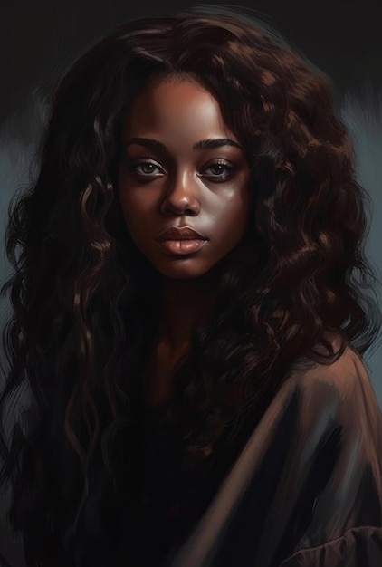 A portrait of a girl with dark skin and a dark skin.